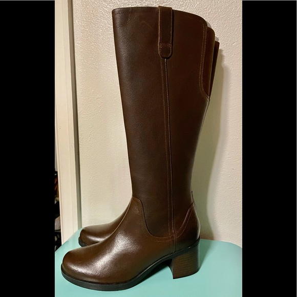 Clarks Shoes - NWT Clarks Hollis Moon Brown Tall Boots